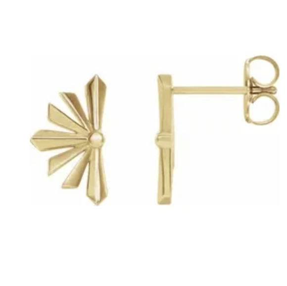 14K Solid White Gold Sunstar Earrings - "Morning Light" - Picture 7 of 10